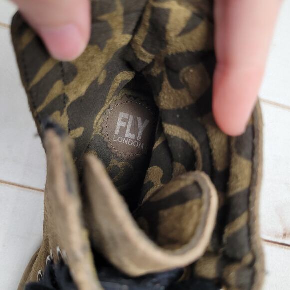 Fly London Biaz329fly suede wedge combat boots green moto platform - Picture 8 of 9